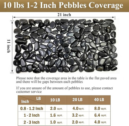 2 lbs Black Pebbles for Indoor Plants, 1-2 Inch Decorative River Rocks for Planters, Landscaping Stones, Vase Fillers and Outdoor Garden