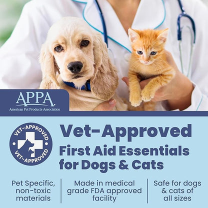Dog First Aid Kit 2-Pack – Vet-Approved Pet First Aid Supplies for Dogs & Cats in Emergencies – Pet First Aid Guide, Tick Remover, Slip Leash & Medical Essentials for Home, Camping, Car, Travel