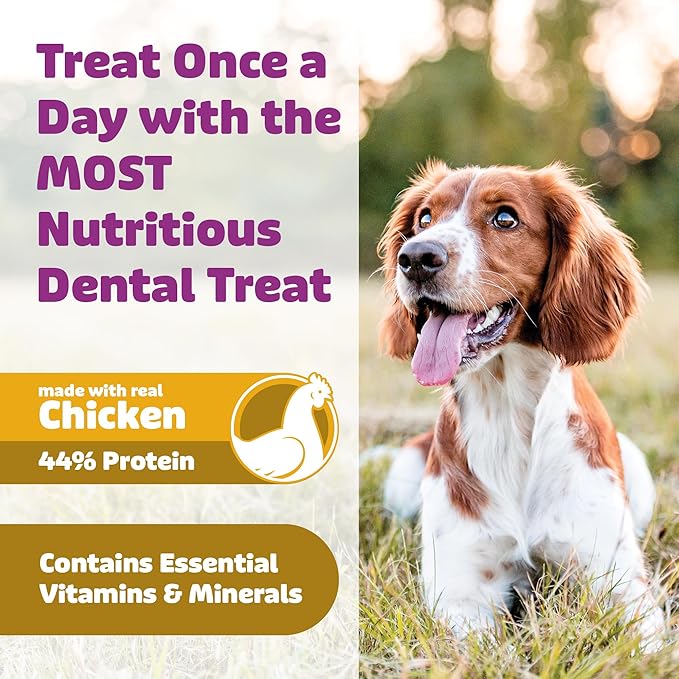 Dog Dental Treats – Vet VOHC Approved – Delicious Chicken Protein – Removes Tartar with Cleaning Comb Shape – Dental Dog Treats for Extra Large Dogs (36oz, 18 Count)