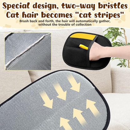 2PCS Pet Hair Removal Glove, 2025 New Upgrade Efficient Grooming Gloves for Pet Hair, Pet Hair Removal Tool for Cats & Dogs, Reusable Cat & Dog Hair Remover for Couch, Furniture, Carpet, Curtain