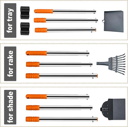 Niubya Pooper Scooper for Dogs, Metal Poop Scooper Tray Spade and Rake Set, Poop Scoop with Adjustable Long Handle, Dog Pooper Scooper for Pet Waste Removal