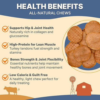 Gaines Family Farmstead Turkey Tendon Chips for Dogs – 5 oz, Natural Single-Ingredient Dog Treats, High-Protein Crunchy Chews, Rawhide Alternative, Grain-Free, Made in USA