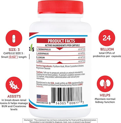 Azovast Plus Kidney Health Supplement for Dogs & Cats, 120ct - NO Refrigeration Required - Help Support Kidney Function & Manage Renal Toxins - Renal Care Supplement Capsule(U.S.A) (120 Caps)