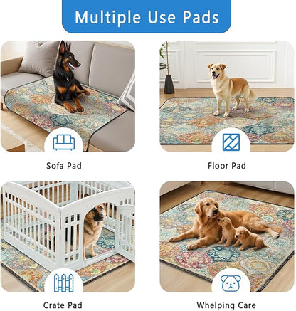 Washable Pee Pads for Dogs 2 Pack, Absorbent Reusable Puppy Pads Waterproof, Leakproof & Non-Slip Whelping Pad, Potty Training Pads for Dogs Playpen Mat 48x48