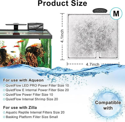 4 Pack Medium Filters Cartridges Compatible with Aqueon Fish Tank Filter Cartridges Compatible with Aqueon QuietFlow LED PRO Power Filter Size 10/Power Filter Size 10/E Internal Power Filter Size 20