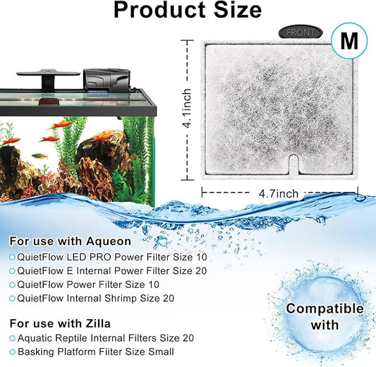 4 Pack Medium Filters Cartridges Compatible with Aqueon Fish Tank Filter Cartridges Compatible with Aqueon QuietFlow LED PRO Power Filter Size 10/Power Filter Size 10/E Internal Power Filter Size 20