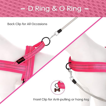 Didog No Pull Dog Harness with Soft Mesh Padded,Reflective & Quick Fit Light Weight Dog Strap Vest Harness,Easy for Walking Training (L:Chest 26-32", Pink)
