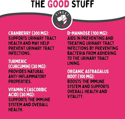 Bladder Health Dog & Cat UTI Remedy - Cranberry Supplement for Pet, Bladder, Kidney Support & Urinary Tract Health Powder with Cranberry & D-Mannose (120g - 120 Scoops)