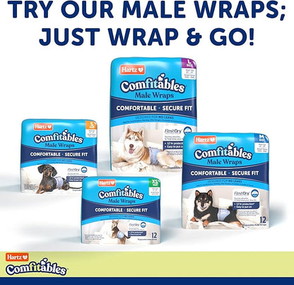 New! Hartz® Comfitables® Disposable Dog Diapers, Size XS 12 Count, Comfortable & Secure Fit, Easy to Put On, Super Absorbent Male and Female Diaper
