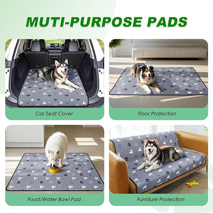 Washable Pee Pads for Dogs Mat, 2 Pack Absorbent Reusable Training Dog Pads Pet Puppy Pads, Non-Slip Potty Pads for Whelping, Playpen, Crate, Bed, Grey 34"x52"