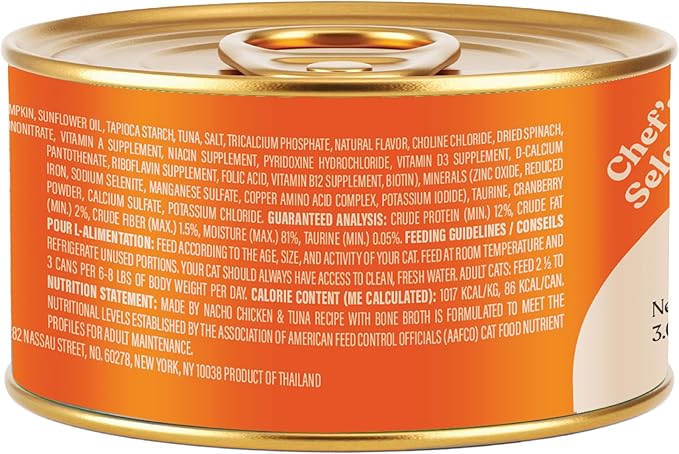 Made by Nacho Flaked Filets Recipe in Bone Broth, Grain-Free Chef's Selects Wet Food for Cats Balanced Diet in Naturally Hydrating Pumpkin-Infused Broth (3.0 oz (Pack of 12), Chicken & Tuna)