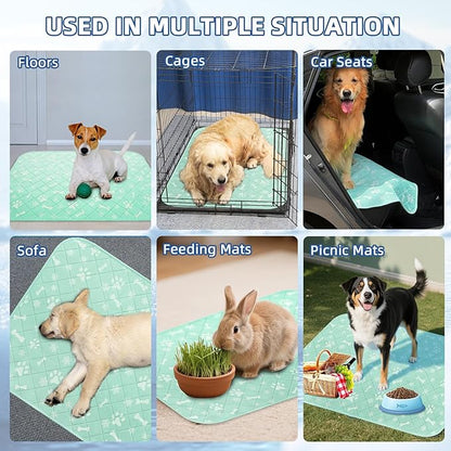 Homimp Self-Cooling Mat for Dogs, 4 Pack Washable Cooling Mat&Sleeping Pad, Reusable Waterproof Dog Pee Pads, Non-Toxic, Non-Slip Potty Pads Ideal for Home, Travel & Crates, Kennel in Summer, 24"x36"