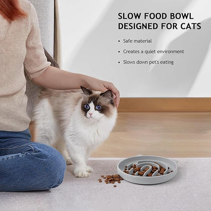 Coomazy Silicone Slow Feeder Dog Cat Bowls, Interactive Puzzle Toy for Pets Food Training, Keeps Dogs Cats Busy, Prevents Puppy Kitty Overeating (Smoke Gray, 1.4Cup)