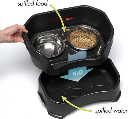 Neater Pet Brands Neater Feeder Deluxe Mess Proof Dog Bowls Elevated for Large Dogs Over 40 lbs, Made in USA, No Spill Raised Dog Food Bowl Stand Feeding Station, Food and Water Bowl Set, Black