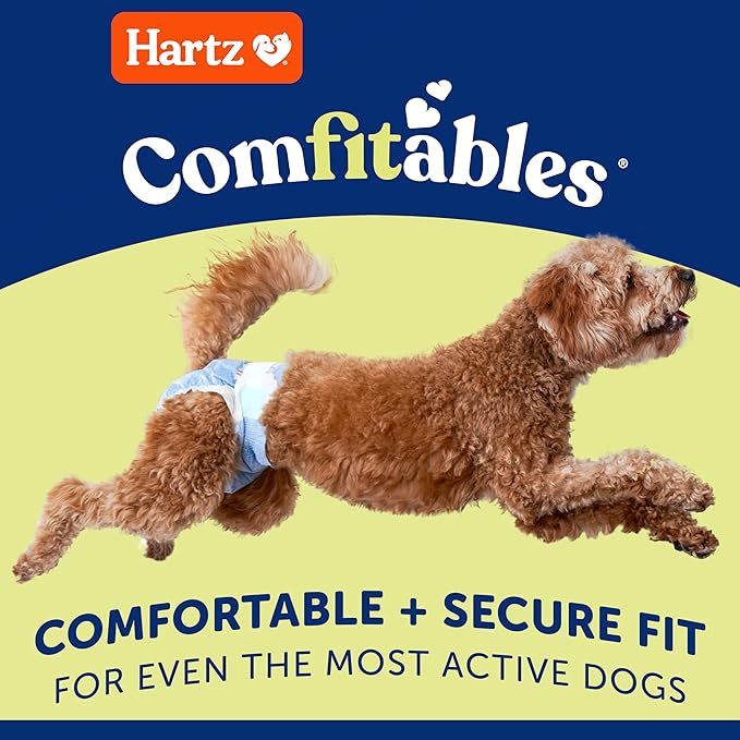 New! Hartz® Comfitables® Disposable Dog Diapers, Size XS 12 Count, Comfortable & Secure Fit, Easy to Put On, Super Absorbent Male and Female Diaper
