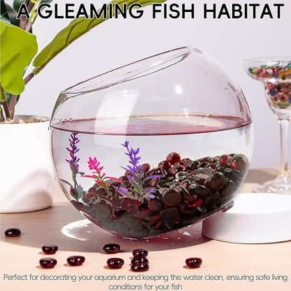5 LB Dark Red Glass Marbles, Mini Flat Glass Beads for Vase Fillers, Floral Bottom Mancala Gems Pebbles Fish Tank Rocks for Table Aquarium,Home Decor Art Craft Supplies(0.5"~0.7")