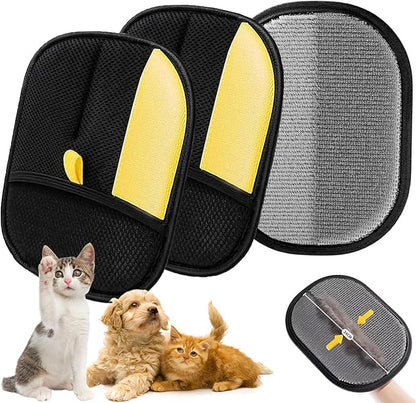 2 Pcs Pet Hair Remover Glove, 2025 Upgrade Reusable Double Sided Electrostatic Gloves Pet Hair Remover, Washable Pet Grooming Gloves for Couch, Furniture, Carpet, Car Seat (2Pcs)