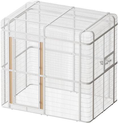 Large Bird Cage for Parakeets Outdoor Bird Aviary Parrot Cage with Perch, Walk-in Heavy Duty Birdcage for Macaws Canaries Parrots Budgie Lovebirds, White