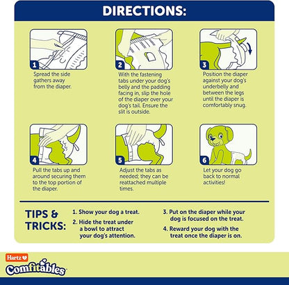 New! Hartz® Comfitables® Disposable Dog Diapers, Size Small 12 Count, Comfortable & Secure Fit, Easy to Put On, Super Absorbent Male and Female Diaper
