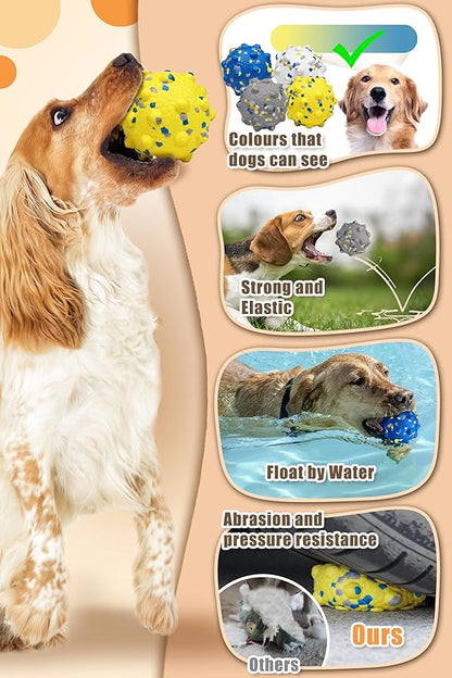 3.7'' Dog Balls for Dogs Aggressive Chewers Indestructible Tennis Durable Bouncy Interactive Dog Toy Balls for Fetch Game Floating Balls (White Large)