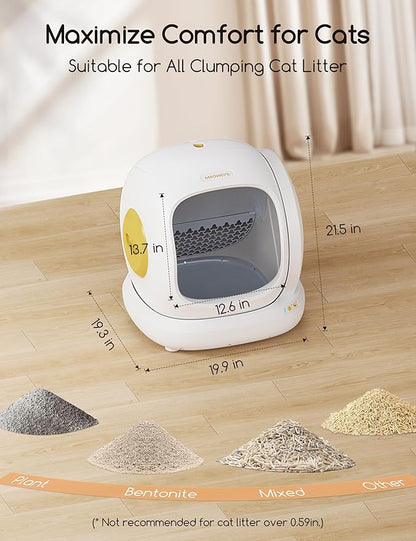MeoWant Self Cleaning Cat Litter Box, Open-Top Automatic Cat Litter Box with Safety Protection, App Control, Odor-Free, 75L Large Space for Multiple Cats