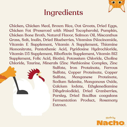 Made by Nacho Dry Cat Kibble 2lb Bag, High Protein and Grain-Friendly Premium Cat Food, Cage-Free Chicken & Pumpkin Recipe, Infused with Bone Broth for Hydration, Limited Ingredients, Single Bag