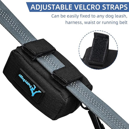 PuppyDoggy 1 Pack Poop Bag Holder for Dogs & Cats Waste Bag Dispenser Pouch Dispenser with 1 Roll of Free Poop Bags for Dog Leash Accessory Bicycle (Blue)