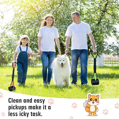 33" Pooper Scooper 2 Pack, XL Tall Handle No Touch Dog Pooper Scooper for Large Small Dogs, Durable Spring & Lightweight, Large Pooper Scooper for Dogs Heavy Duty, Foldable Dog Poop Pick Up Tool