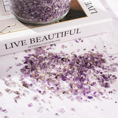 3 Lb Amethyst Crushed Stones Quartz Crystals Chips Bulk, Natural Tumbled Healing Stones for Decorative Fish Tank Vase Fillers Aquarium Gravel Rocks