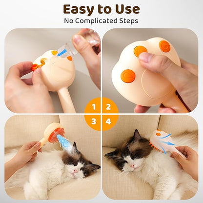 Steam Cat Brush, 6-in-1 Dog Brush Spritz Defur Comb with Pet Waterless Shampoo, Steamy Skin Friendly Deshedding Grooming Tool, Suitable for Shedding & Haired Pets, Pet Supplies Accessories, Yellow