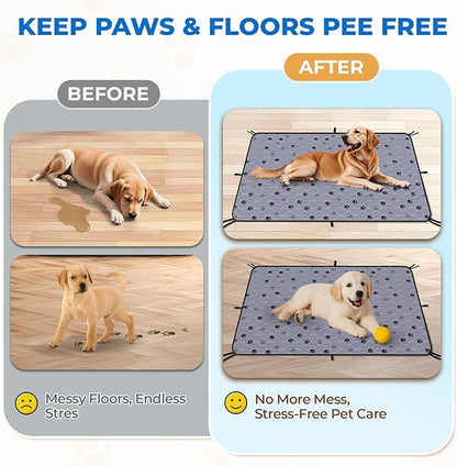 Fostanfly Washable Pee Pads for Dogs, 2 Pack 28''x34'' Large Ultra-Absorbent and Leak-Proof Non-Slip Reusable Potty Training Pads for Dogs, Puppy and Cats of Add 8 Lanyards