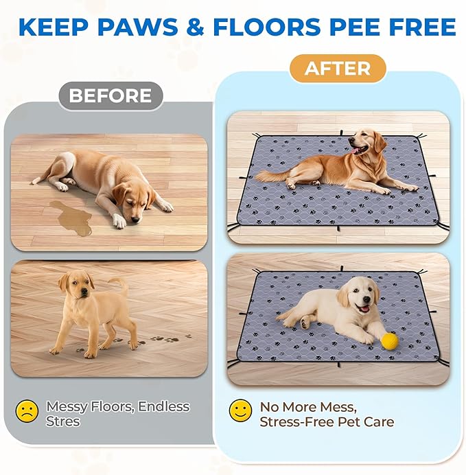 Fostanfly Washable Pee Pads for Dogs, 2 Pack Large 36"x41" Ultra-Absorbent and Leak-Proof Non-Slip Reusable Potty Training Pads for Dogs, Cats, Puppy, Potty Training of Add 8 Lanyards
