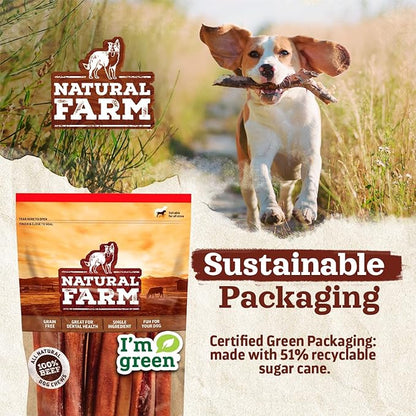 Natural Farm Bully Sticks (6 Inch, 30 Pack), Thin Pizzle Pixie Beef Treats, Grain-Free, High Protein, Best Rawhide Alternative for Small, Puppies or Senior Dogs