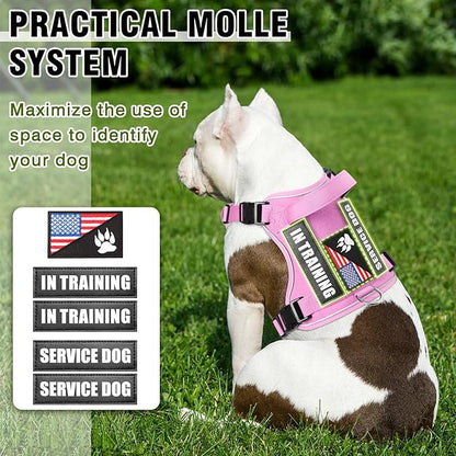 WINSEE Service Dog in Training Harness with 5 PCS Patches, Reflective Tactical Dog Vest Harness, Adjustable Soft Oxford Pet Harness with Easy Control Handle, Hook & Loop Panels for Walking Hiking