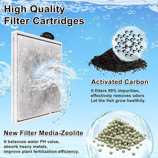 8 Pack Large Filter Cartridges Compatible with Aqueon QuietFlow Filter LED PRO Size 20,30,50,75/Power Filter Size 20,30,50,55/75, E Internal Size 40 Canister Filter