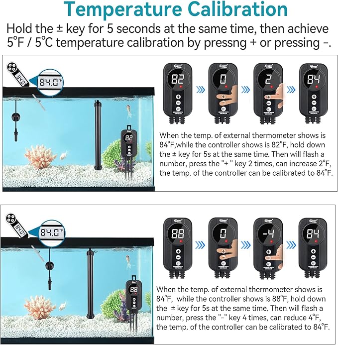 hygger Marine Aquarium Heater 500W,Titanium Heater with Digital LED Controller & Temperature Probe,Submersible Fish Tank Heater with Temperature Calibration,for Saltwater Freshwater Tank 70-80Gallon