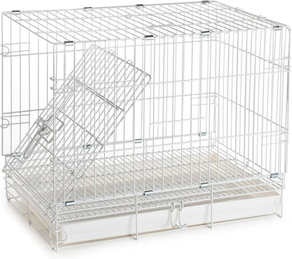 Durable Easy Portable Collapsible Metal Travel or Veterinary Collapsable Parrot Bird Carrier Beaks-Proof Easy Clean Carrier Cage with Stainless Steel Feeder Bowls Natural Wooden Perch