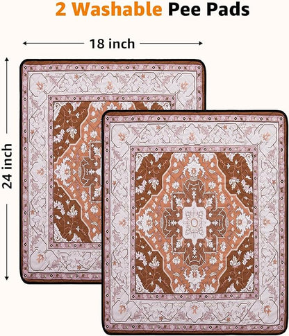 Washable Pee Pads for Dogs: 2 Pack Reusable, Waterproof & Leakproof Puppy Pad, Non-Slip Whelping & Potty Training for Floor, Playpen, Crate, Couch, 18x24