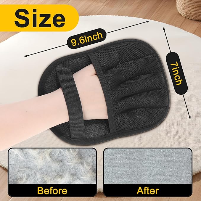 2-Pack Pet Hair Remover Gloves - Reusable Grooming Gloves for Dogs & Cats, Static Electricity Fur Removal Mitts for Furniture, Car, Clothing - Quick Dry Cleaning