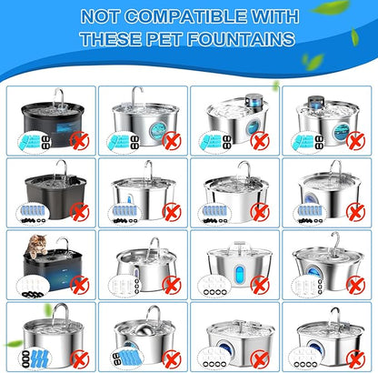 Cat Water Fountain Filters, 20Pack Cat Fountain Replacement Filters for Stainless Steel 108oz/3.2L& 67oz/2L adjustable Water Flow Pet Water Fountain,Dog Water Fountain Filters（10 Filters& 10 Sponges)