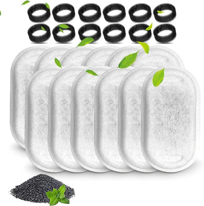Cat Water Fountain Filters, Compatible with Stainless Steel Pet Fountain 12 Filters with 12 Sponges Replacement Filters