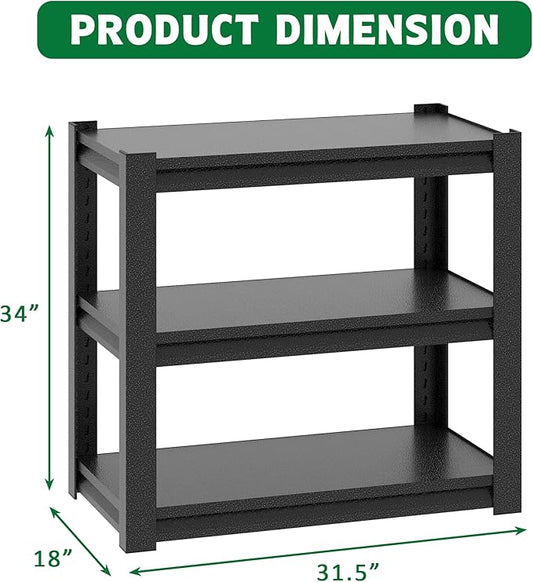 Metal Aquarium Stand with a Adjustable 3-Tier Fish Tank Rack,Tank Not Included,for Home Office(31.5" L x 18" W x 34" H). (Black)