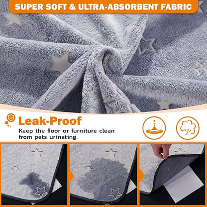 LOOBANI Washable Pee Pads for Dogs, 2 Pack 31 x 36 in Reusable Pee Pads for Dog Mat Puppy Mats Training Non Slip Whelping Mat for Dog Playpen, Crate, Car, Grey
