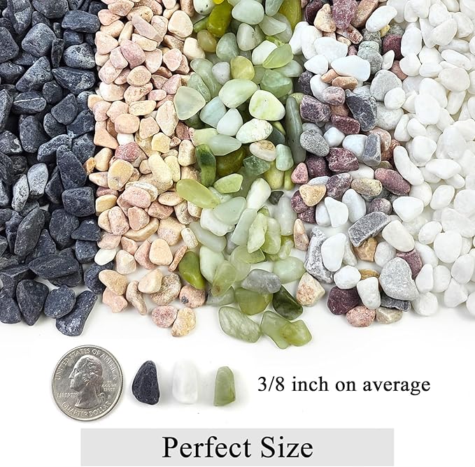 10LB Black Pea Gravel for Landscaping, 3/8 Inch Black Pebbles for Plants Cactus Succulent Fish Tank and Garden Black Stones