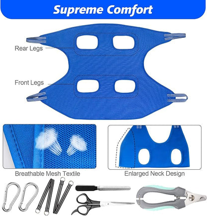 Pet Grooming Hammock for Medium/Large Dogs with Nail Clippers/Nail Trimmers/Grooming Scissors, Dog Grooming Harness for Nail Trimming, Pet Grooming Sling Helper