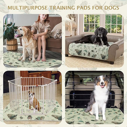 IEUUMLER Washable Pee Pads for Dogs, 2 Pack Insect Pattern Reusable Waterproof Puppy Potty Pads, Non-Slip Absorbent Pet Training Pads for Playpen Crate Bed EU014