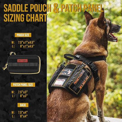 OneTigris Service Dog Vest Harness, Service Dog Cape Guardian Dog Backpack Harness with Pouches Dog Saddle Bag for Small Medium and Large Dogs (Black, M)