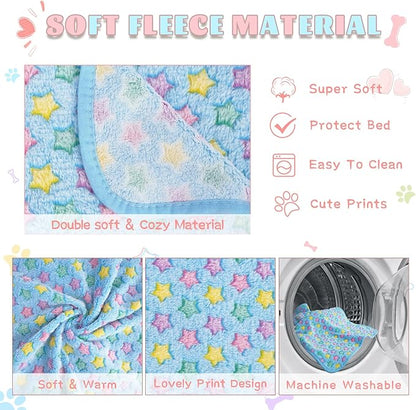 6 Pack Guinea Pig Cage Liner, Washable Guinea Pig Fleece Blankets Beding Accessories, Flannel Throw Warm Sleep Mat, Pet Pee Pads for Small Animal Hamster Rabbit Puppy Cat (Light Color, 26x14 Inch)