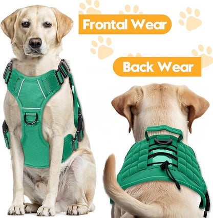 Heavy-Duty Tactical Dog Harness for Large Dogs, No Pull Adjustable Reflective Pet Vest with Molle System, K9 Military-Grade Control for Service Training, Outdoor & 10+ Breeds, Turquoise, Large
