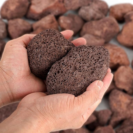 Mr. Fireglass Lava Rock Granules, Large Red Volcanic Lava Rock for Fire Bowls, Fire Pits, Gas Log Sets, Indoor or Outdoor Fireplaces - 10 Pounds (2.75"-5")